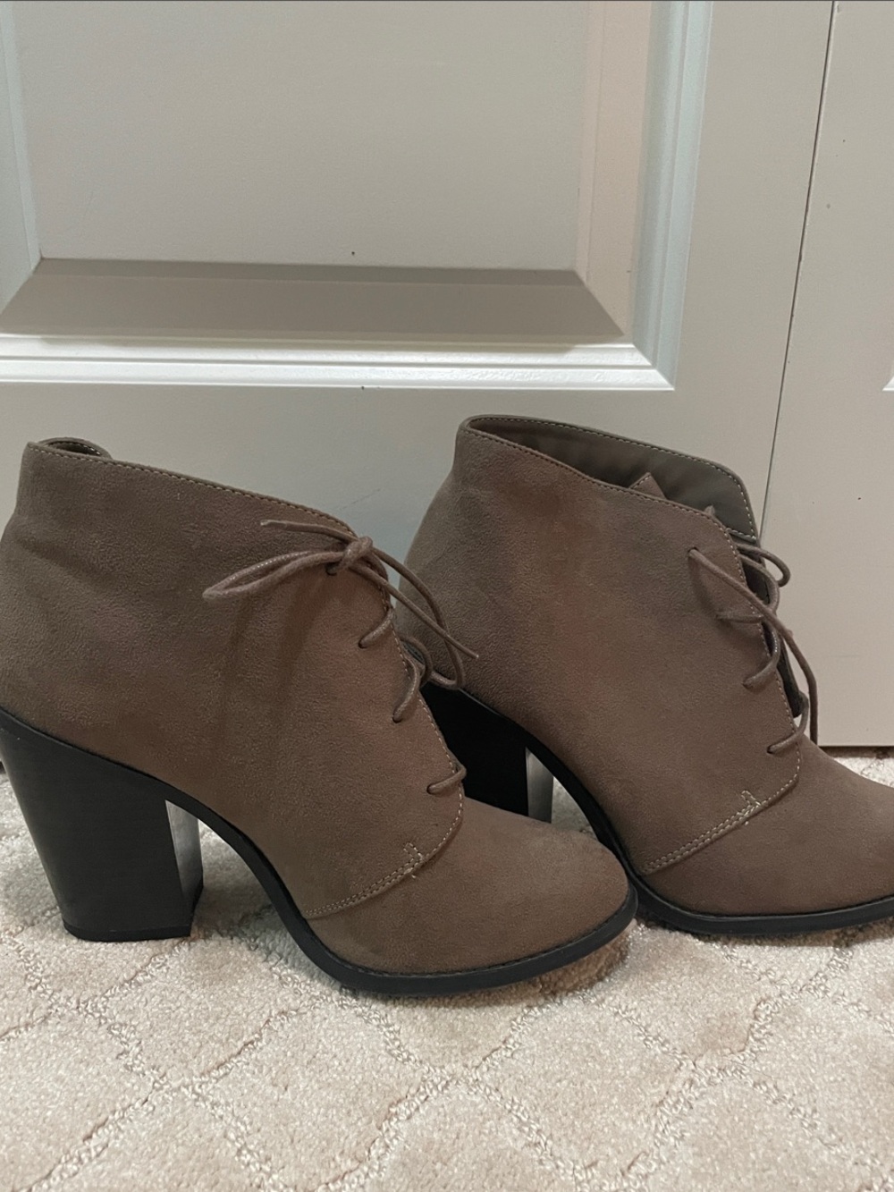Call It Spring Taupe Lace-Up Ankle Boots
